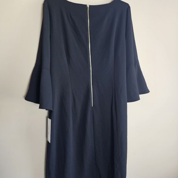 Calvin Klein 20W NWT Black Bell Sleeve Boat Neck Sheath Dress Casual Formal - Picture 8 of 9